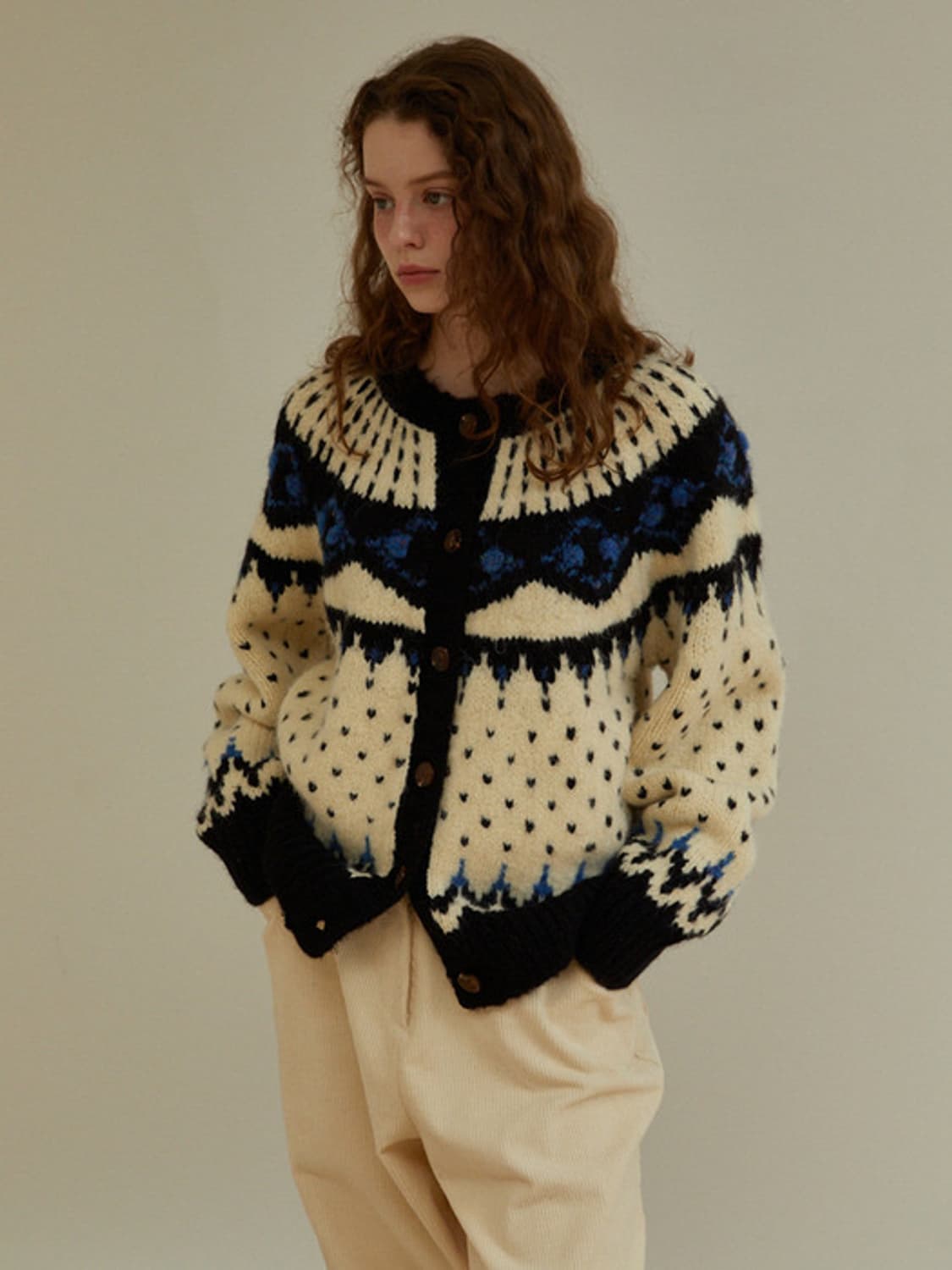 Heidi Alpaca Nordic Cardigan (Ivory) 상품이미지1