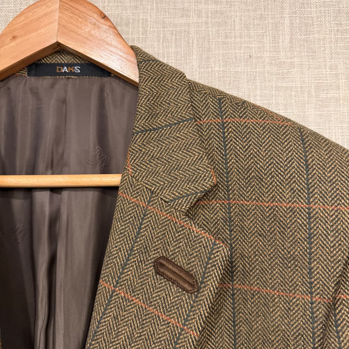 닥스 울캐시미어 블렌드 헤링본 체크 자켓 100 카키브라운 상품이미지2