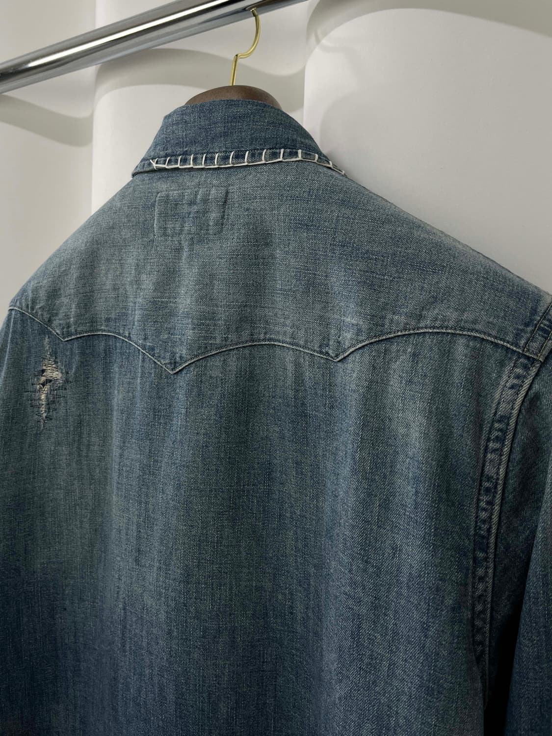 폴로 랄프로렌 콘초 플로워 엠브로이더 리페어 사우스 웨스턴 데님 셔츠 상품이미지9