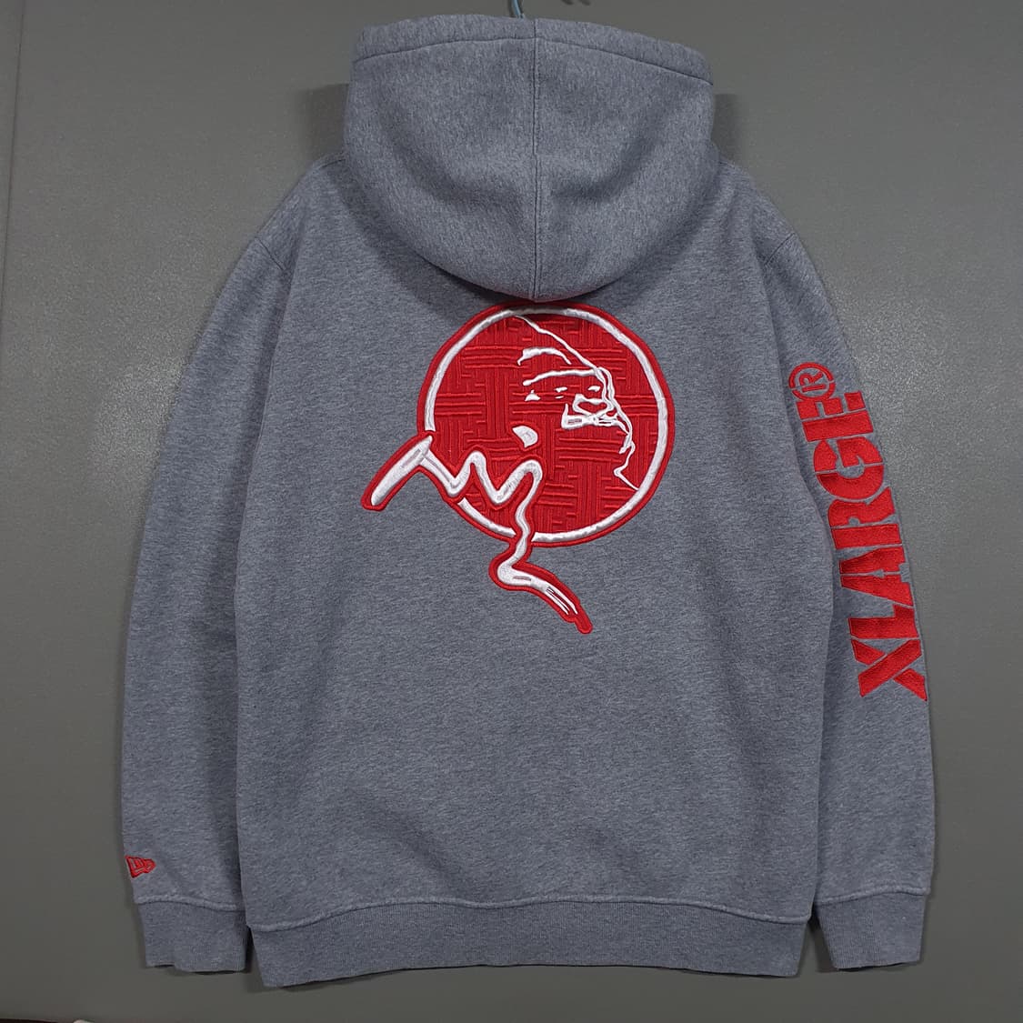 실측 L 100) 뉴에라 X 엑스라지 콜라보 한정판 후드티셔츠 헤더그레이 상품이미지9