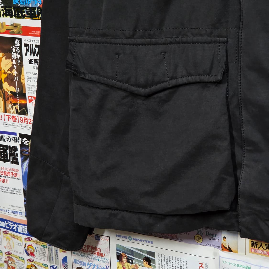 JPN 블랙 코튼 나일론 멀티 포켓 투지퍼 자켓 상품이미지5