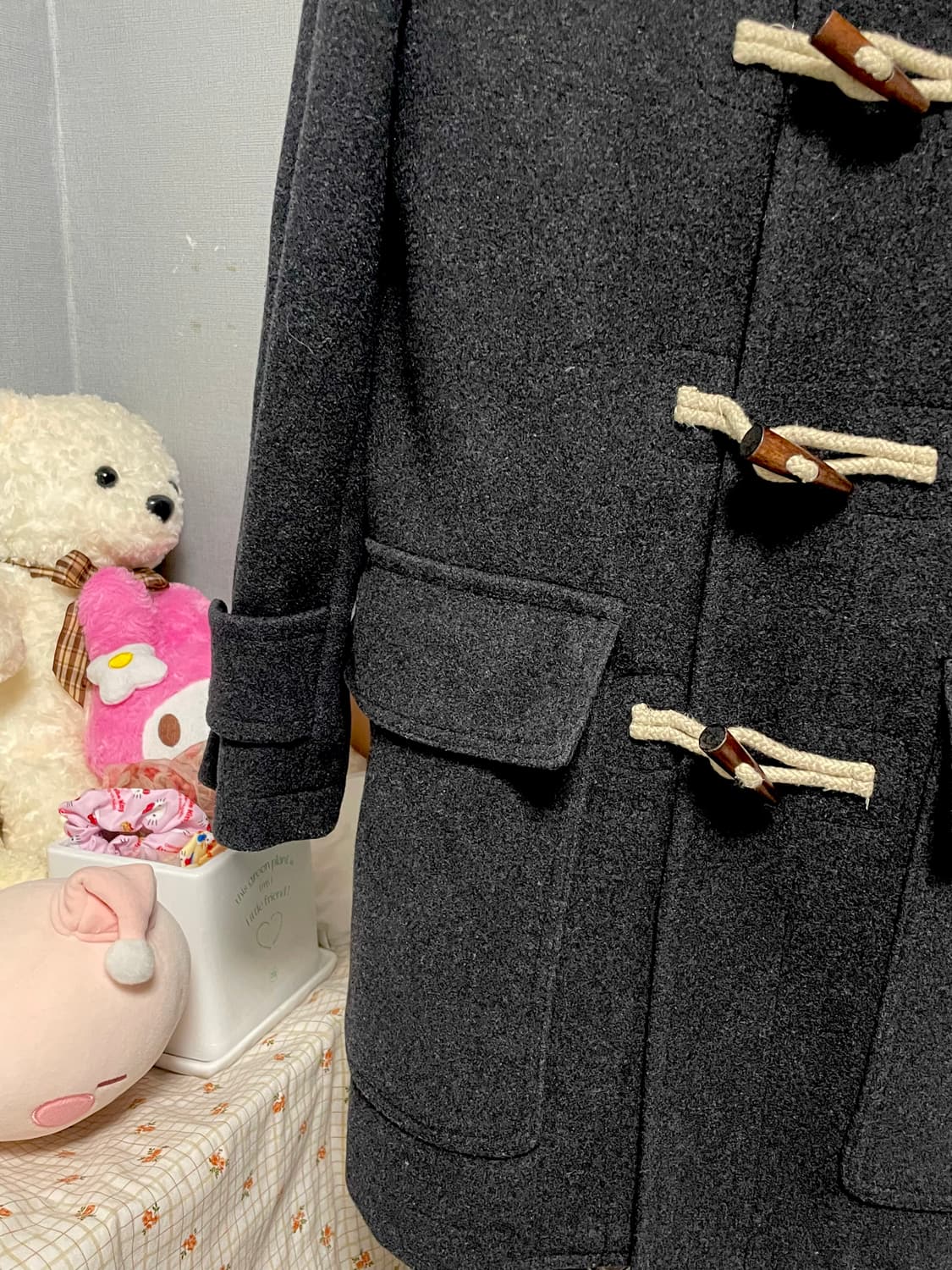 빈티지 떡볶이코트 차콜코트 찐회색코트 블랙코트 롱코트 후드코트 상품이미지2