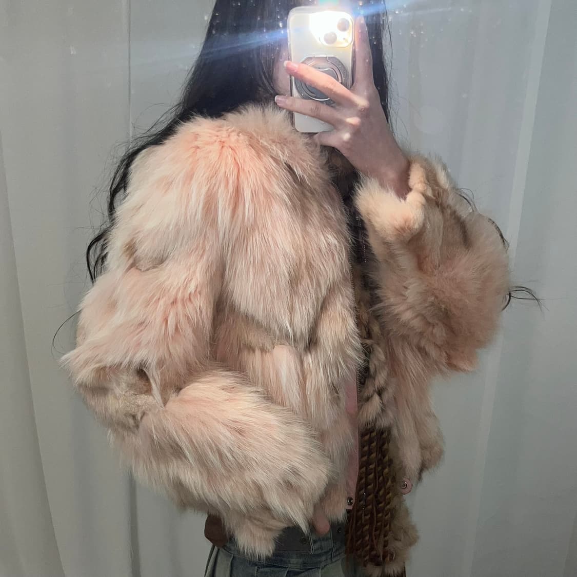 핑크 폭스 퍼 자켓 상품이미지5