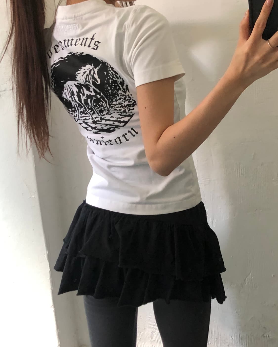 Vetements 베트멍 화이트 더블 유니콘 티셔츠 상품이미지4
