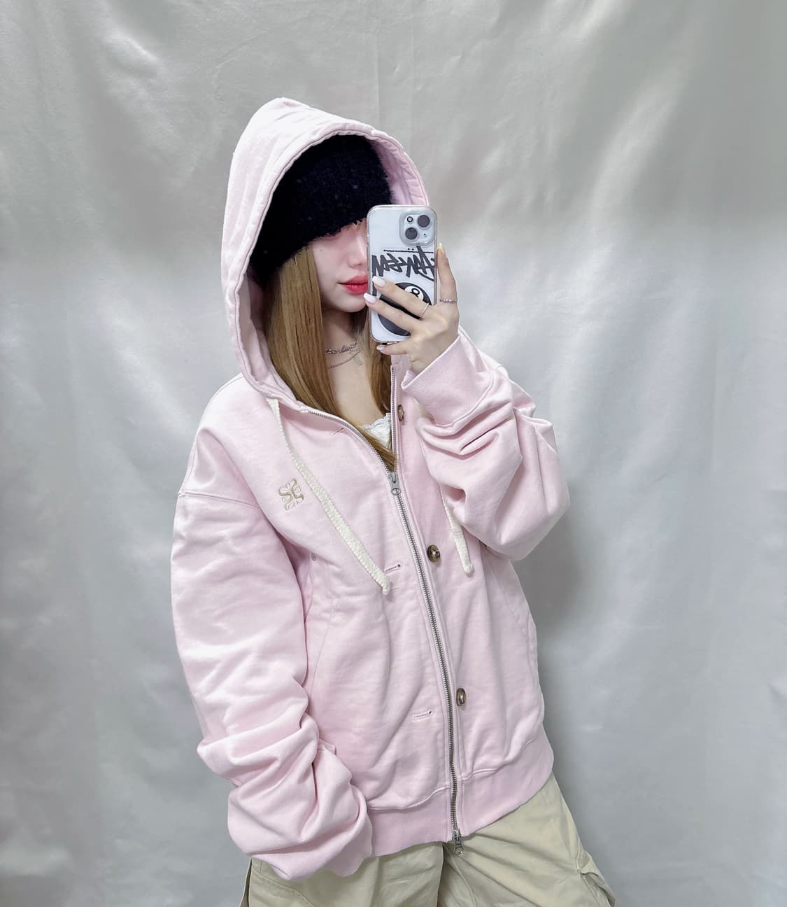 세터 뮤트핑크 투웨이 후드집업  상품이미지2