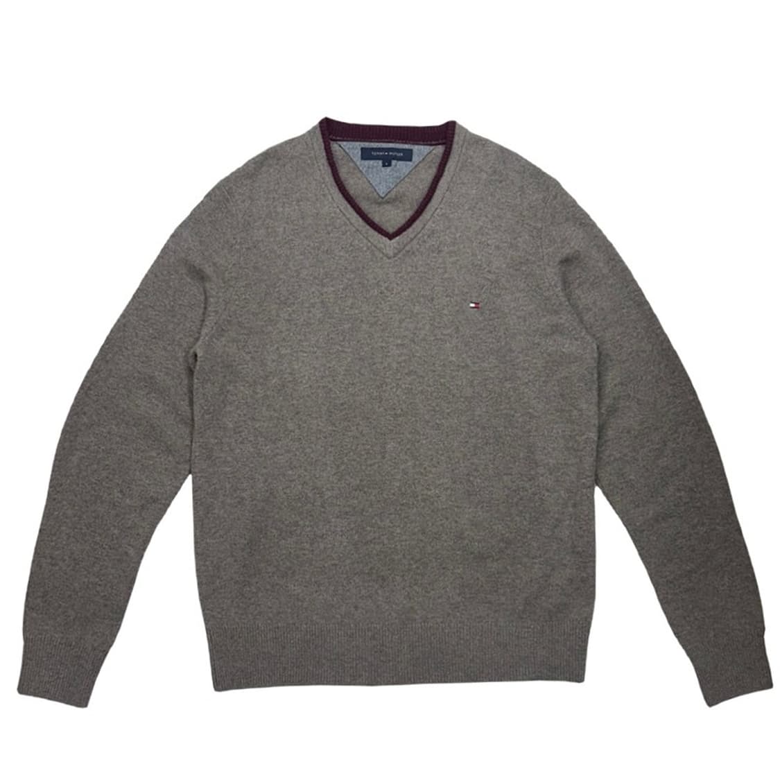 TOMMY HILFIGER 브라운 브이넥 엘보패치 니트 L 상품이미지1
