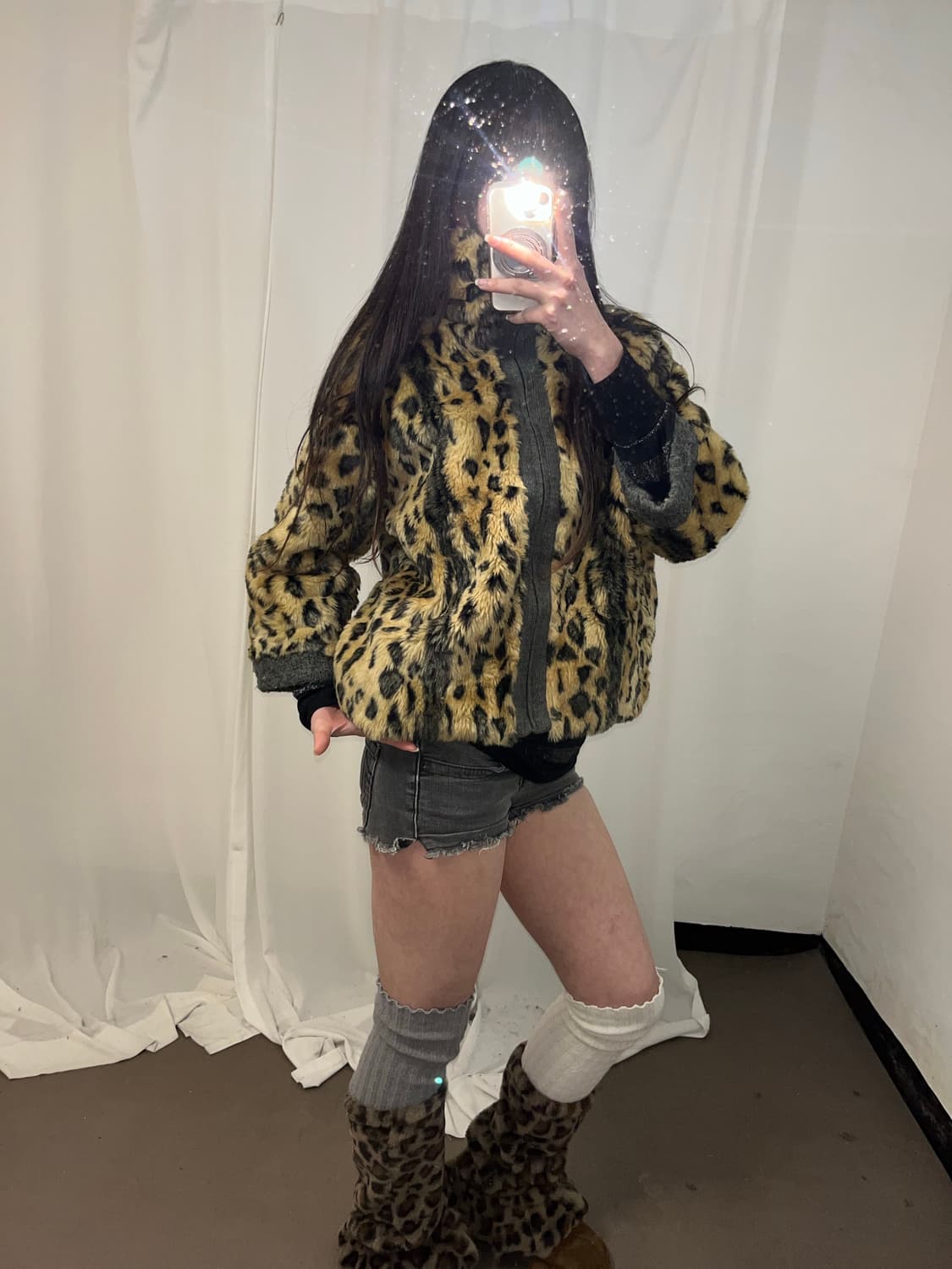 레오파드 갸루 에코퍼 자켓 상품이미지4