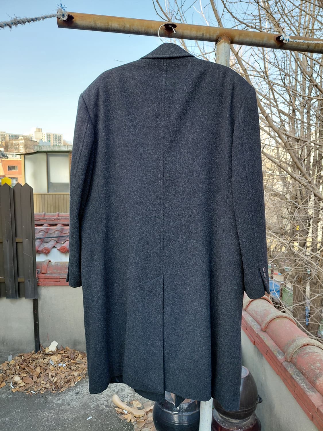 런던포그 그레이 캐시미어 싱글 롱코트 100 상품이미지2