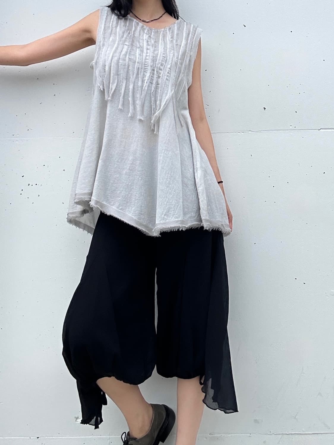 Magical ruffle ribbon crop pants / black 상품이미지6