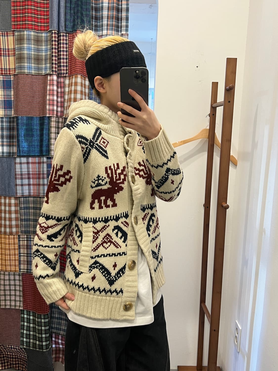 노르딕 플리스 니트 후드 가디건 상품이미지4