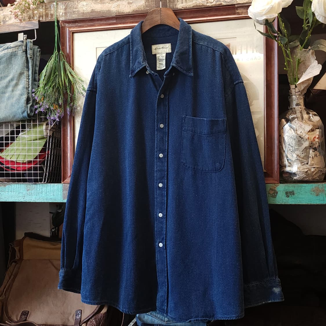 00s 에디바우어 데님셔츠 헤비코튼 인디고 데님 워크셔츠 빅사이즈 xxl 상품이미지2