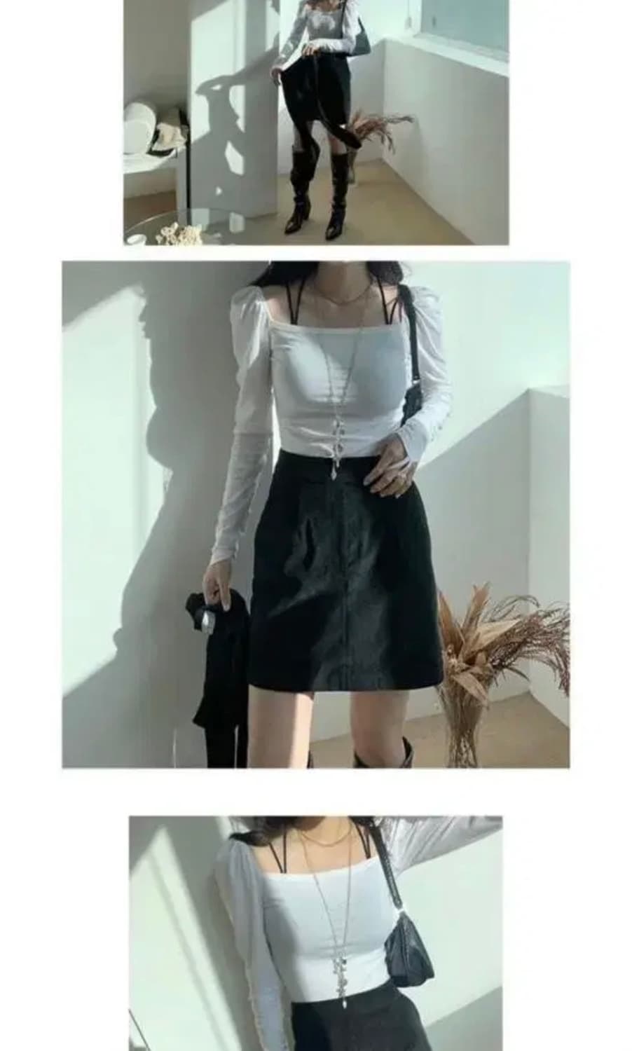5muse 오뮤즈 스퀘어넥 롱슬리브티 화이트 긴팔티셔츠 상품이미지2