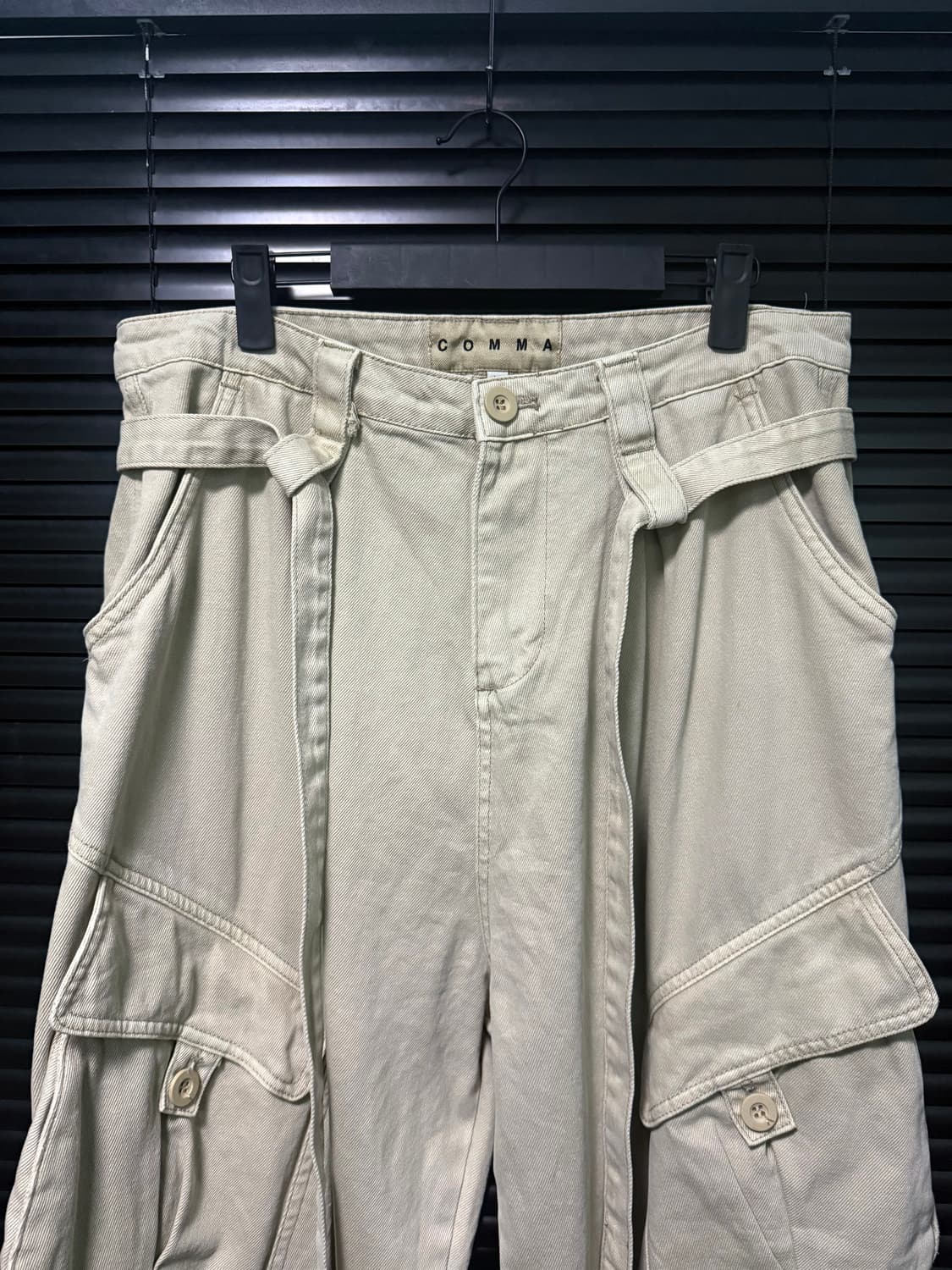 COMMA 벨티드 카고 와이드 팬츠 바지 32 33 통바지 베이지 스트릿 상품이미지3