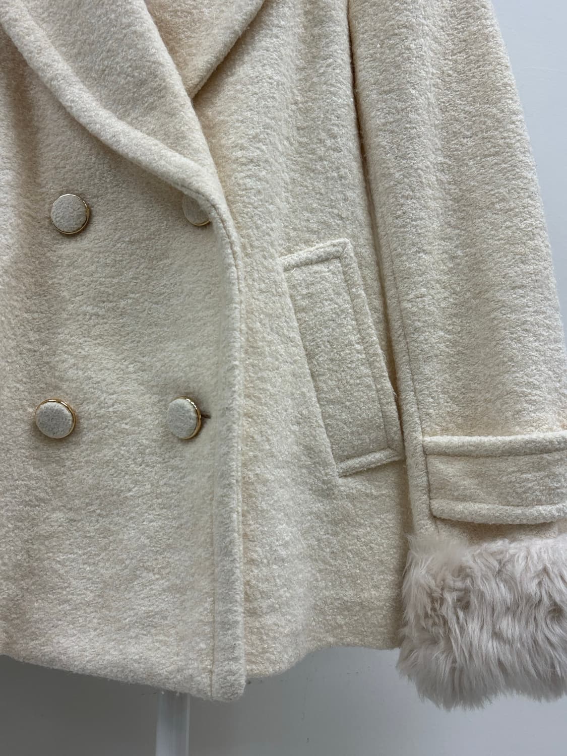 빈티지 화이트 아이보리 더블 코트 상품이미지7