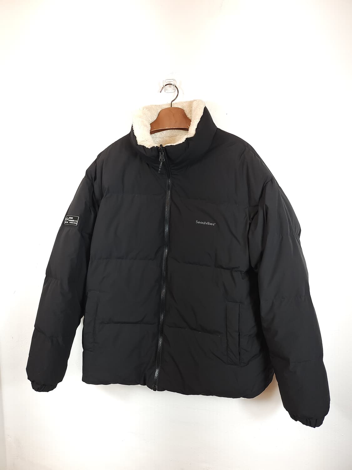 스파오 검정 양털 리버시블 패딩 105 XL 상품이미지8