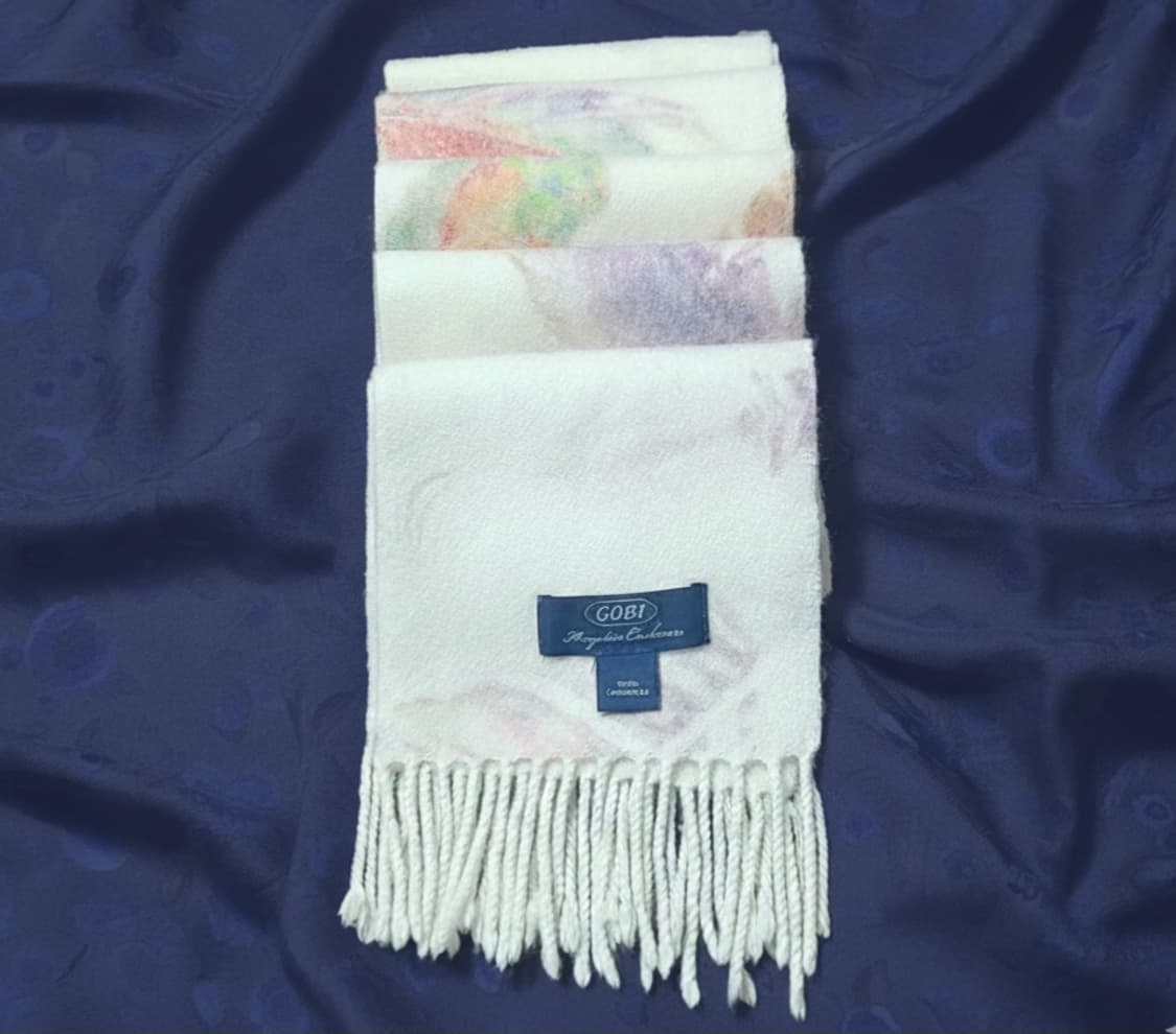 GOBI 몽골리안 캐시미어 파스텔톤 Leaf패턴 머플러 상품이미지4