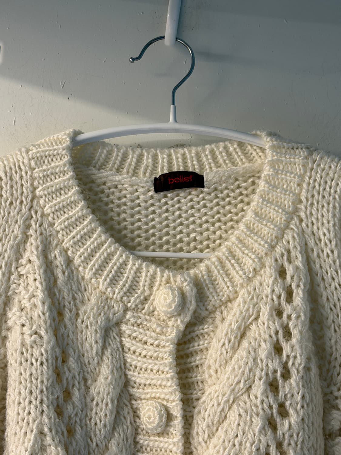 일본빈티지 화이트 꽈배기 니트가디건 상품이미지7