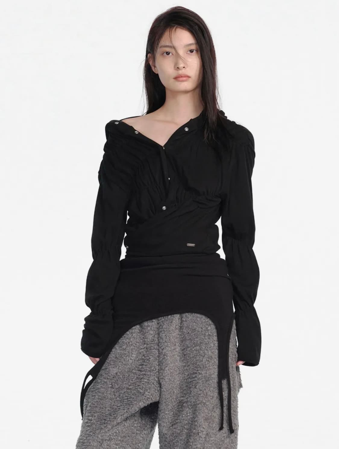 세릭 가디건 / SHIRRING WRAP HOOD CARDIGAN / B 상품이미지1