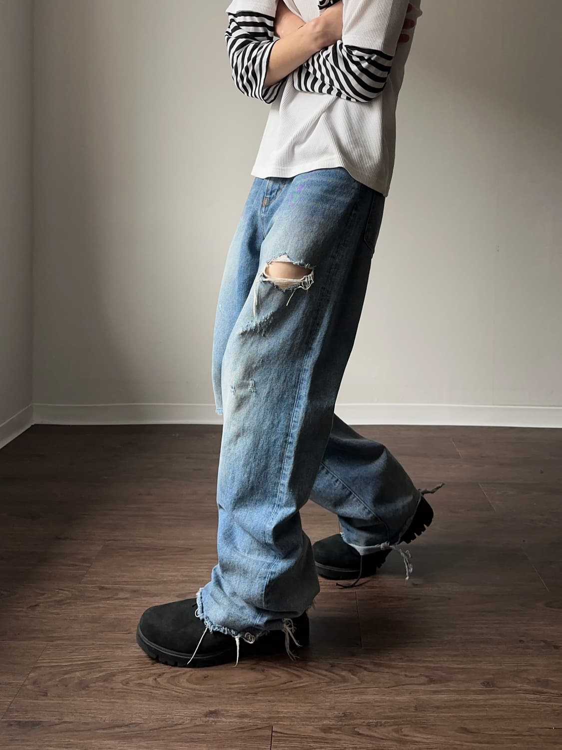 Jeansis 스톤 워시드 플레어 진 상품이미지4