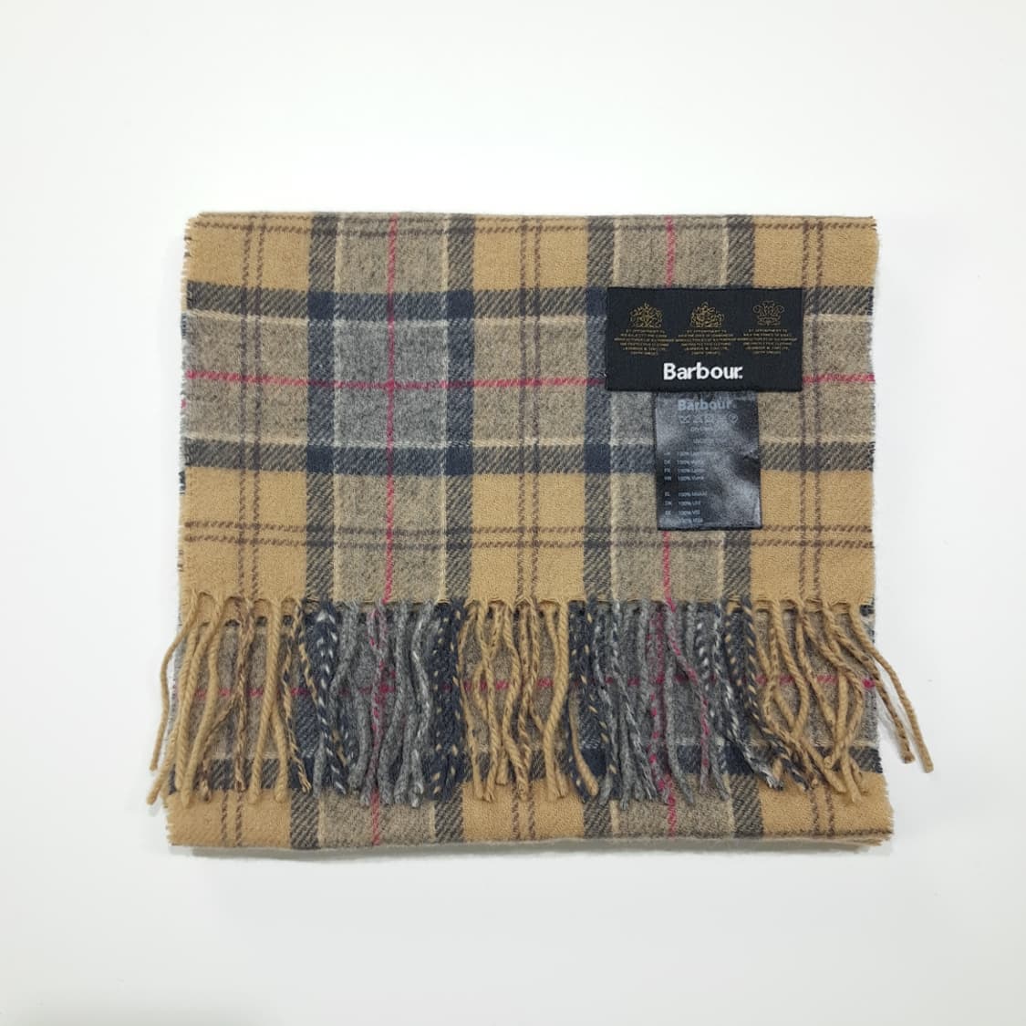 MX339 바버 베이지 클래식 타탄체크 램스울 목도리 머플러 상품이미지6
