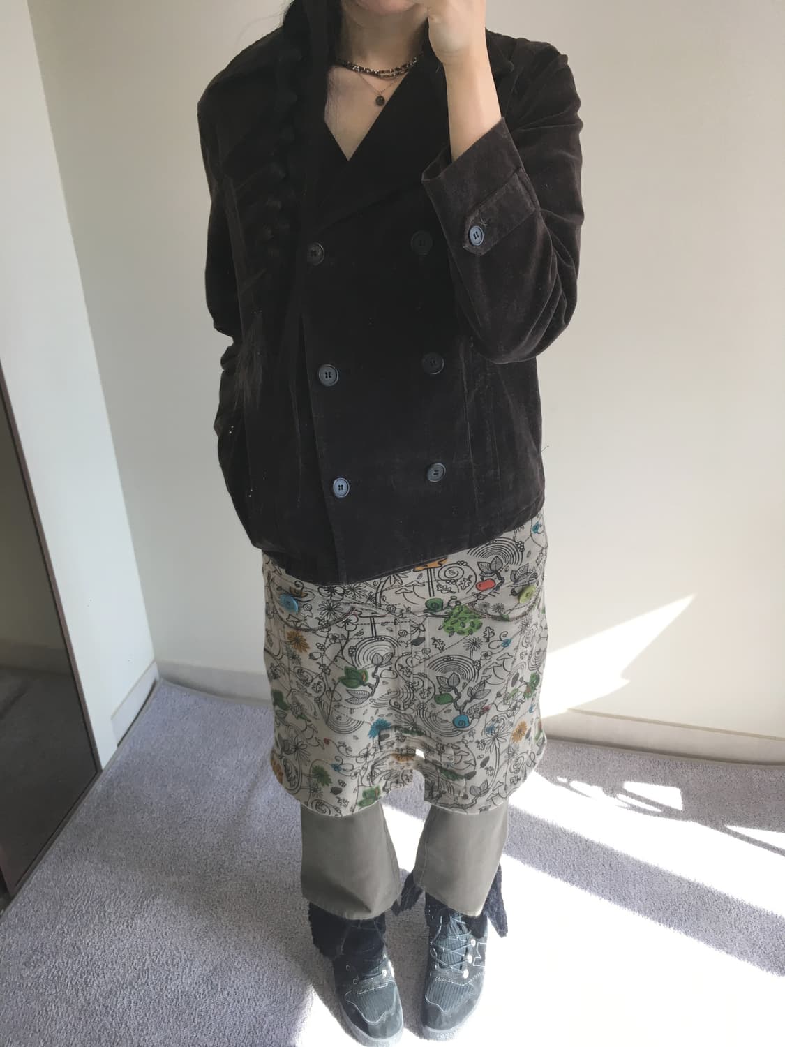 vintage acorn double pattern skirt beige 상품이미지2