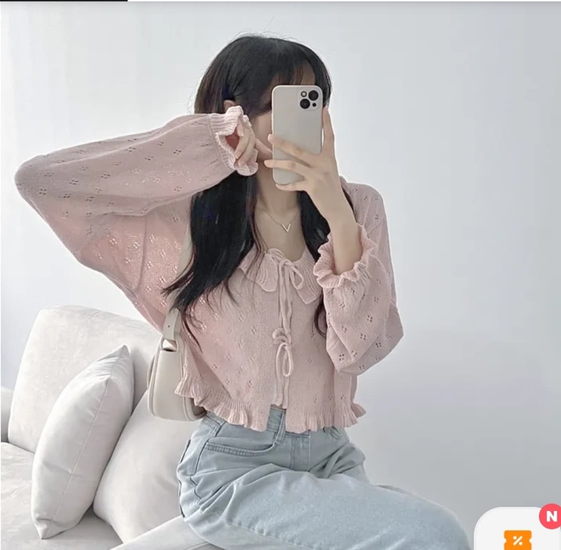 [새상품] 세일러 리본 니트 가디건 상품이미지3