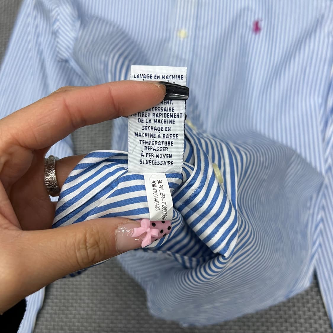 폴로 블루화이트 스트라이프 슬림핏 셔츠 상품이미지6