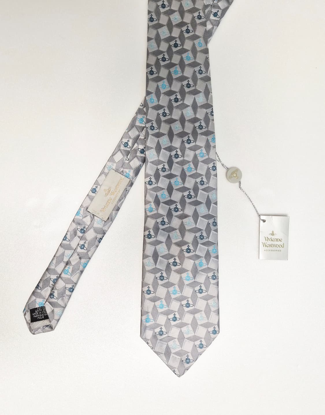 (새제품)비비안웨스트우드 실버 그레이 넥타이 상품이미지1