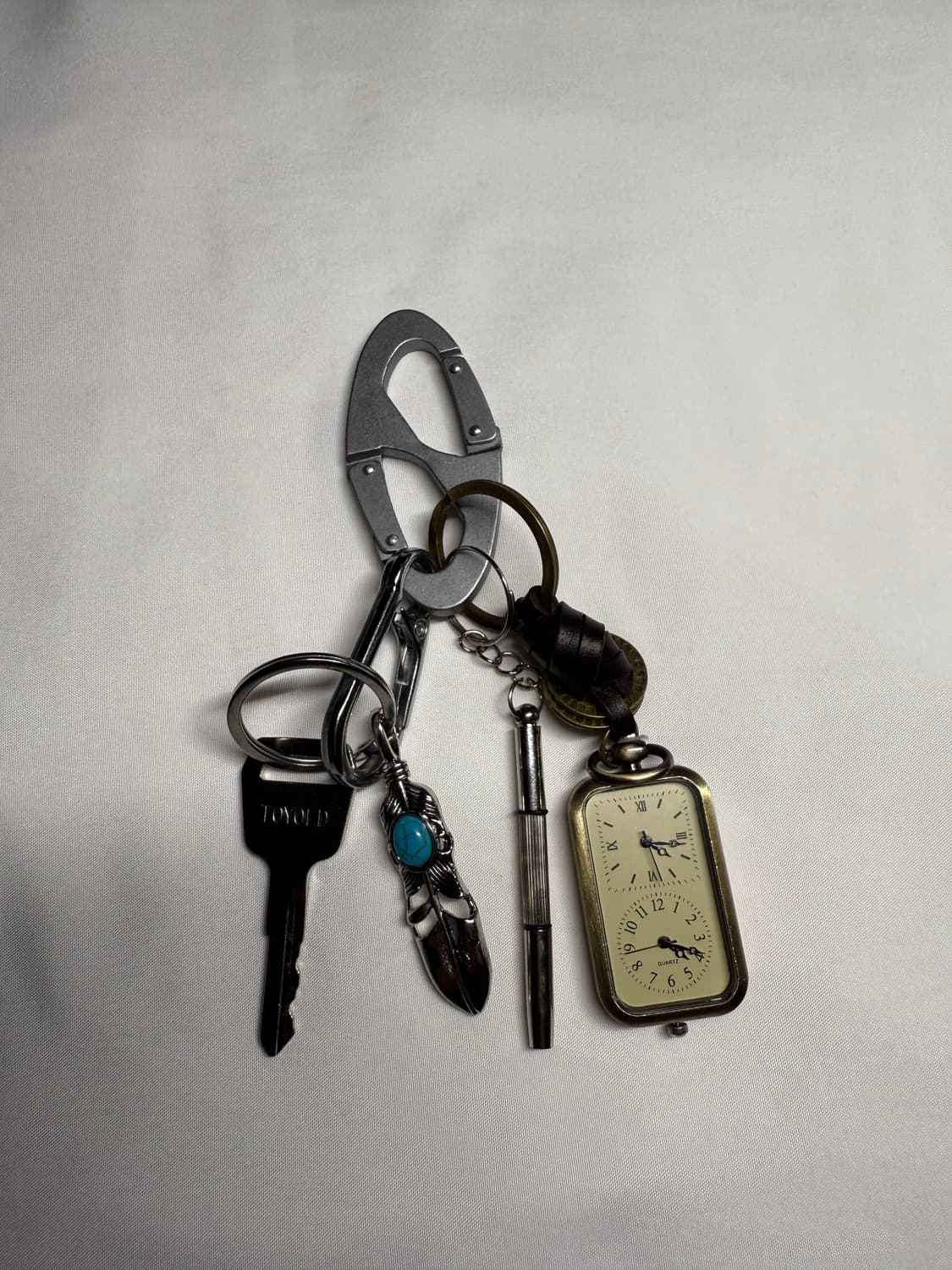 새상품 빈티지 시계 & 깃털 키링 Handmade Keyring 상품이미지2