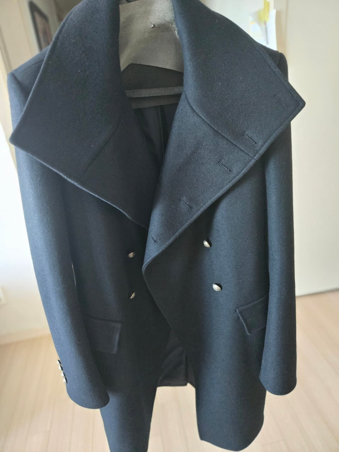 타임옴므 하이넥 더블 코트(검정) 상품이미지5