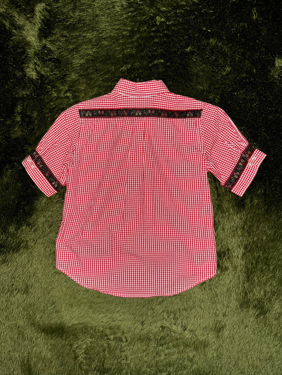 BEAMS BOY 빔즈 보이 플로랄 프린트 체크 하프 셔츠 레드 상품이미지7