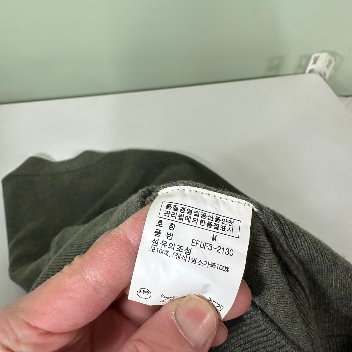 우먼M-L 폴로 랄프로렌 카키 염소가죽패치 메리노울 가디건 상품이미지6