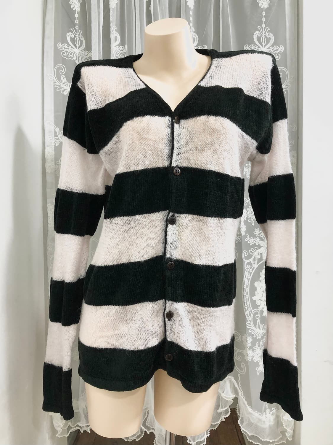 dark green stripe knit cardigan 상품이미지1