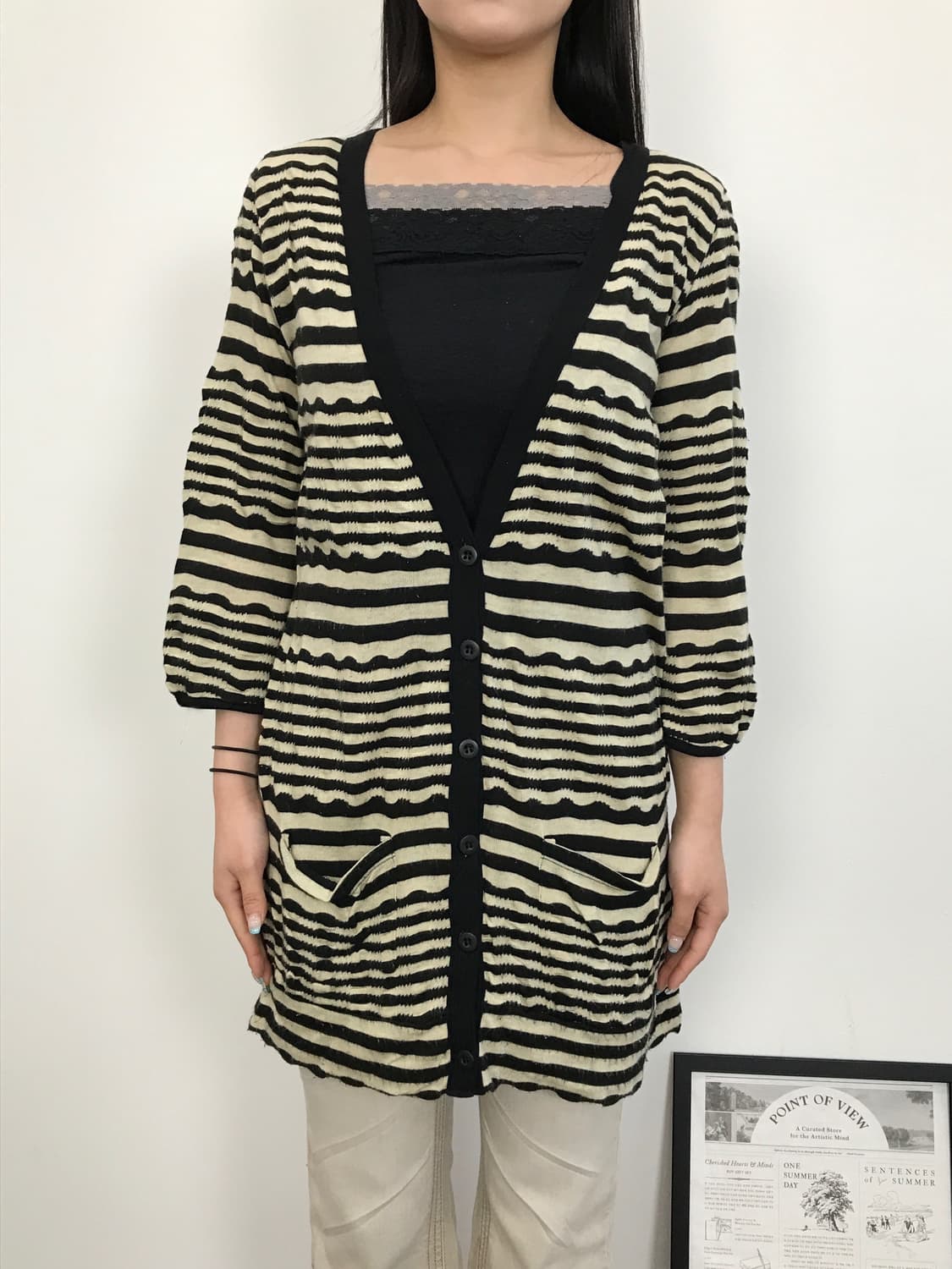 Ray Beams Wavy Striped Knit Cardigan 상품이미지2