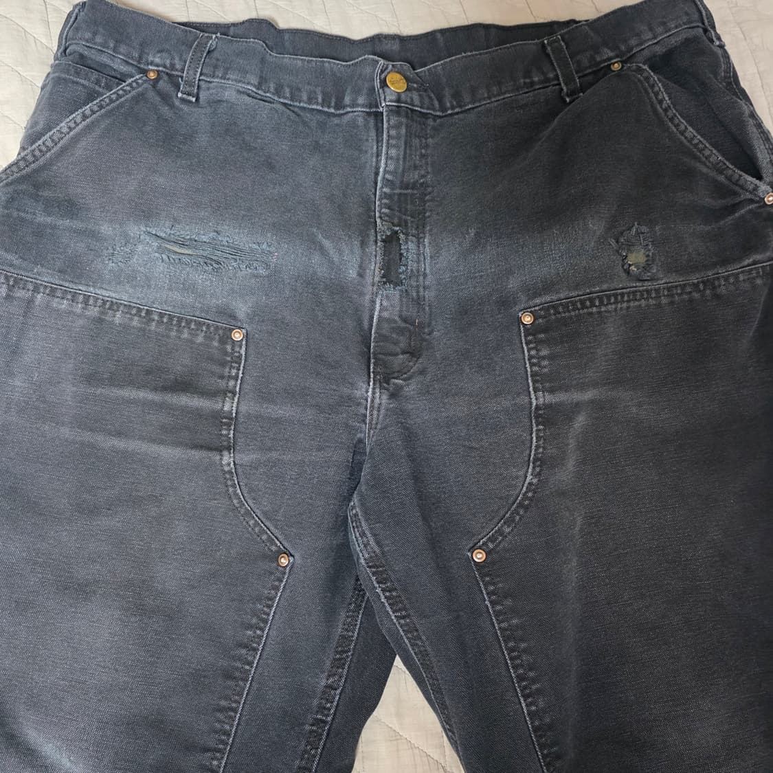 [42X30] 빈티지 칼하트 더블니 B01 BLK 워크팬츠 트래쉬 BK5 상품이미지2