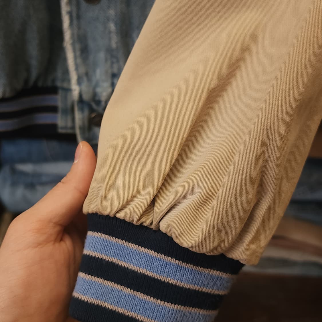 90s 빈티지 데님 바시티 자켓 연청 블루종 자켓 s 상품이미지9