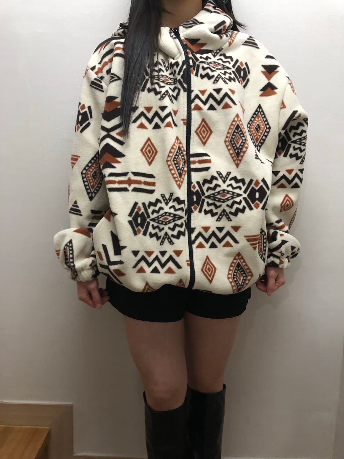 빈티지 아이보리 히피 플리스 집업 상품이미지3