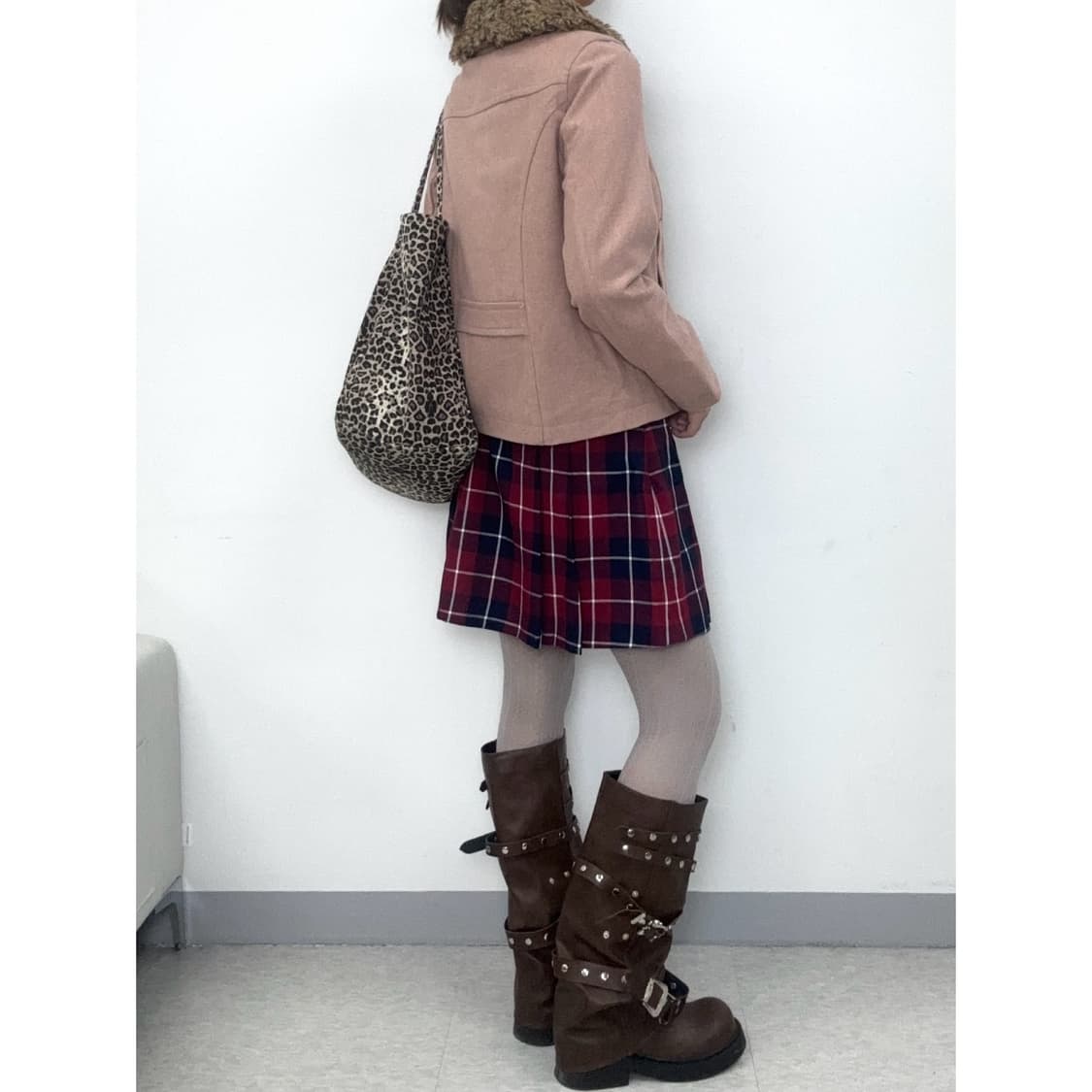 빈티지 핑크 하프 코트 상품이미지4