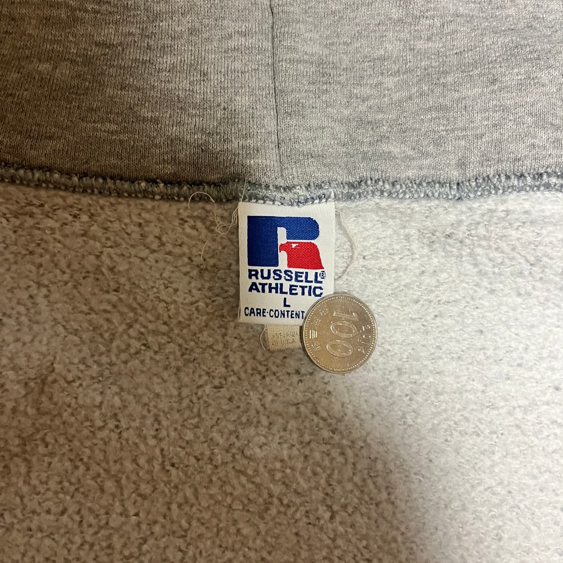 [L] 90s 빈티지 러셀 후드집업 헤더 그레이 상품이미지4