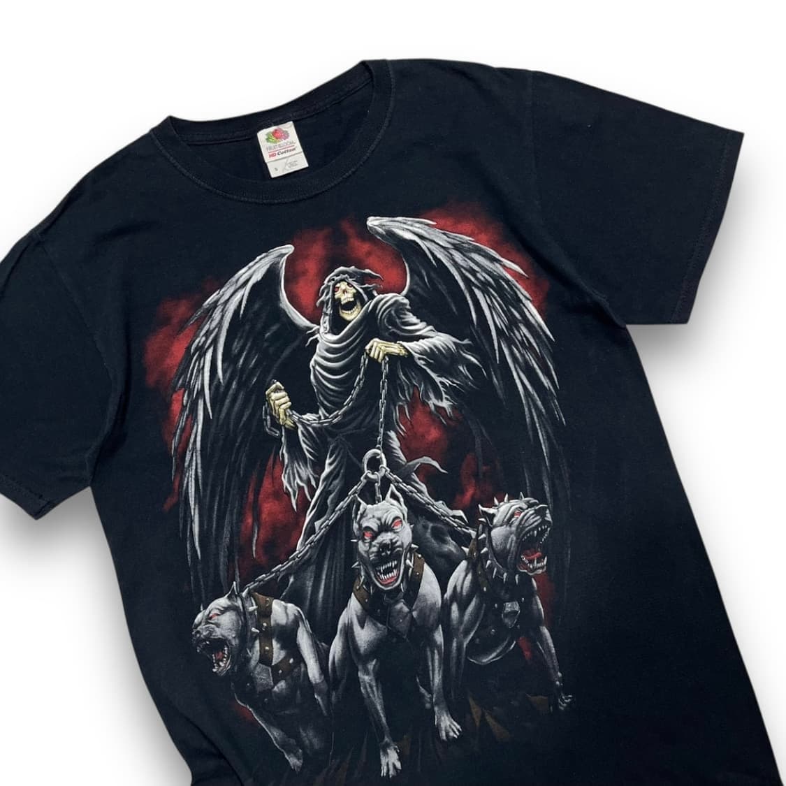 펑크 리퍼 광인 불독 아트 빈티지 다크 반팔 티셔츠 상품이미지2