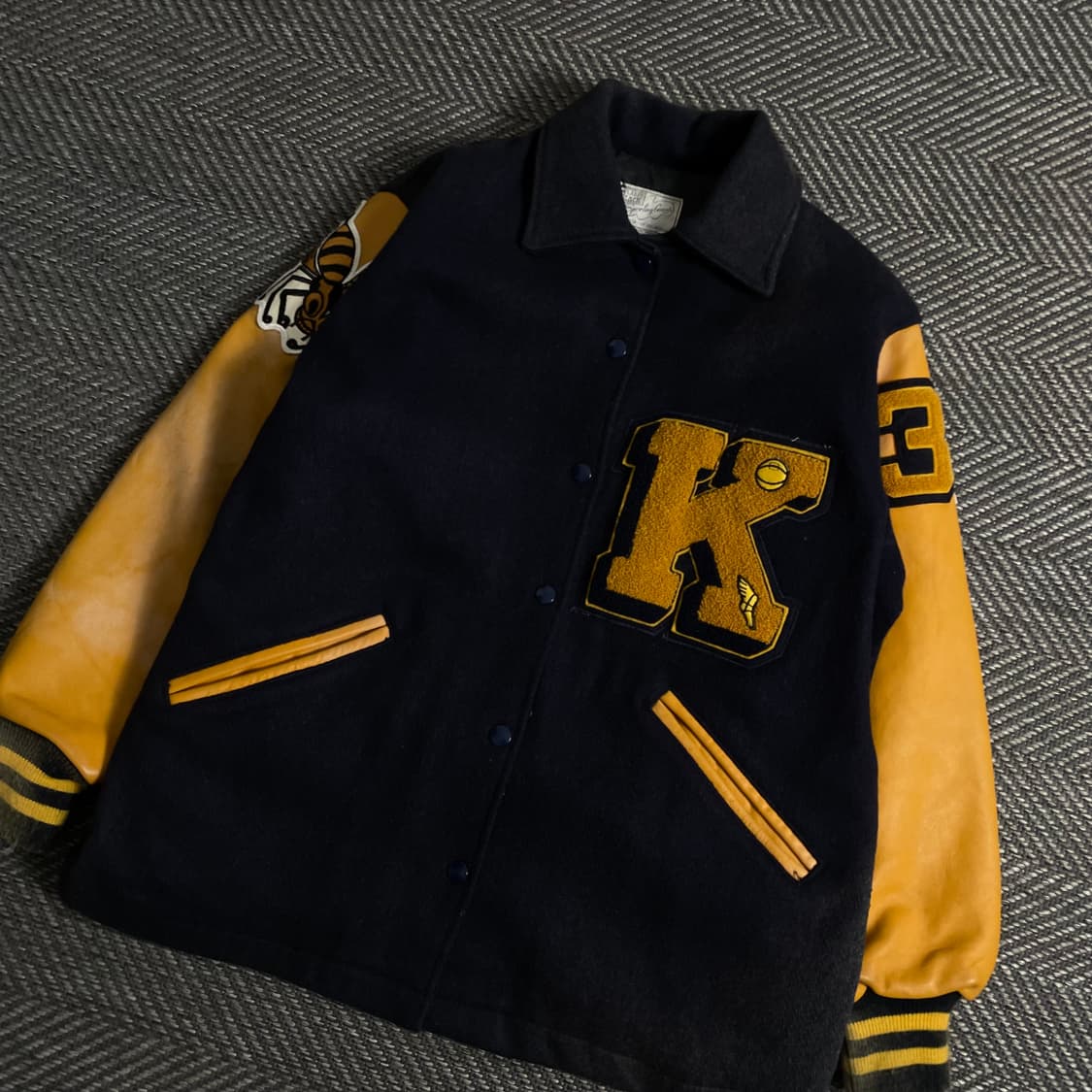 USA 빈티지 박시핏 레더 모직 바시티 자켓y 3749 상품이미지1