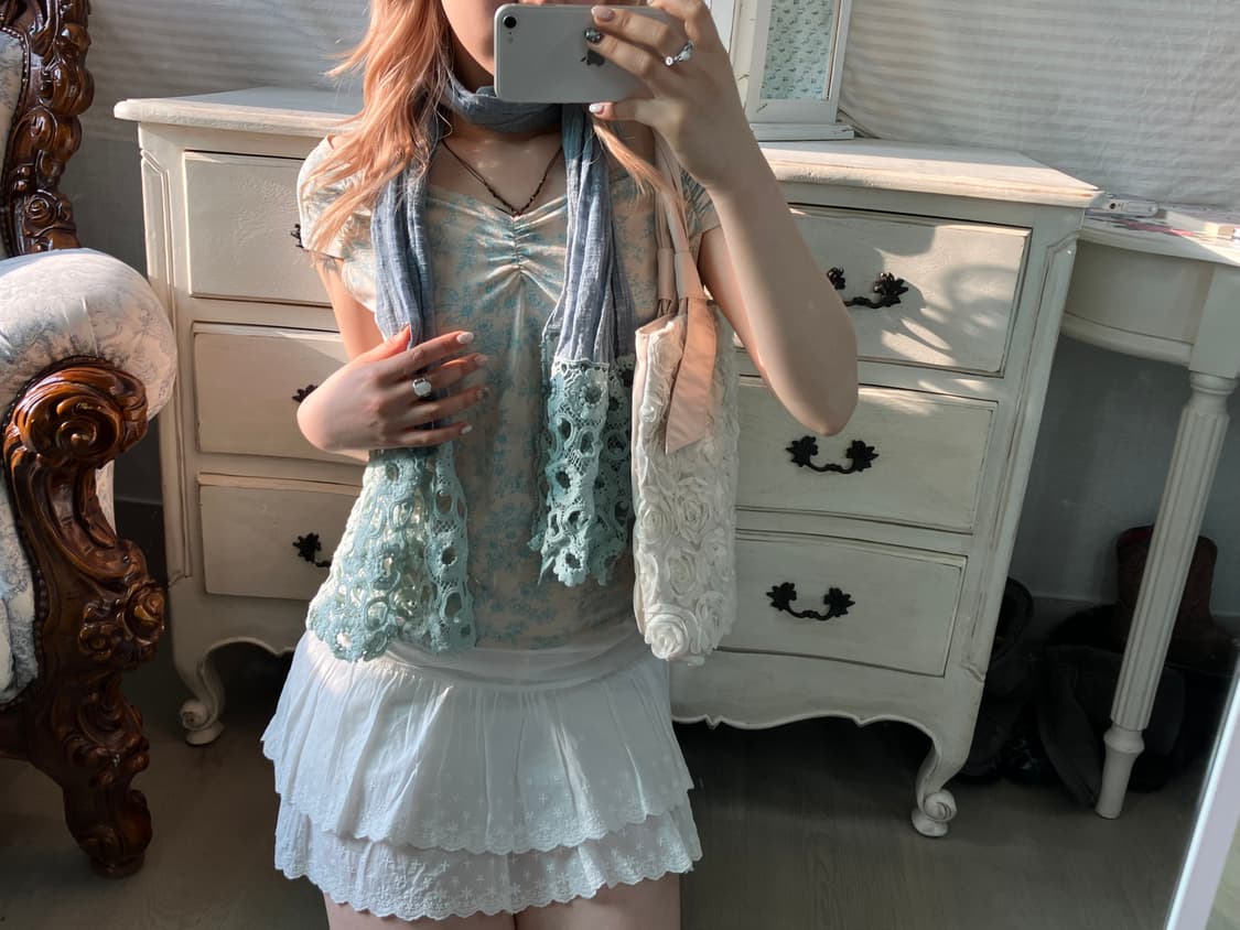 Kumikyoku 쿠미쿄쿠 민트 플로럴 오프숄더 상품이미지5