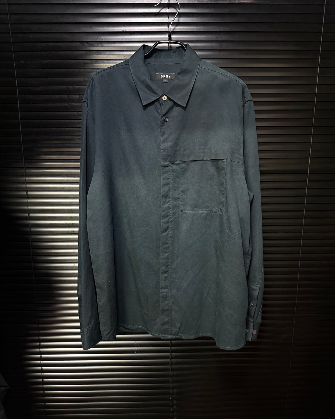 DKNY 워시드 코튼 네이비 남색 포켓 드레스 셔츠 자개 단추 100 L 상품이미지3
