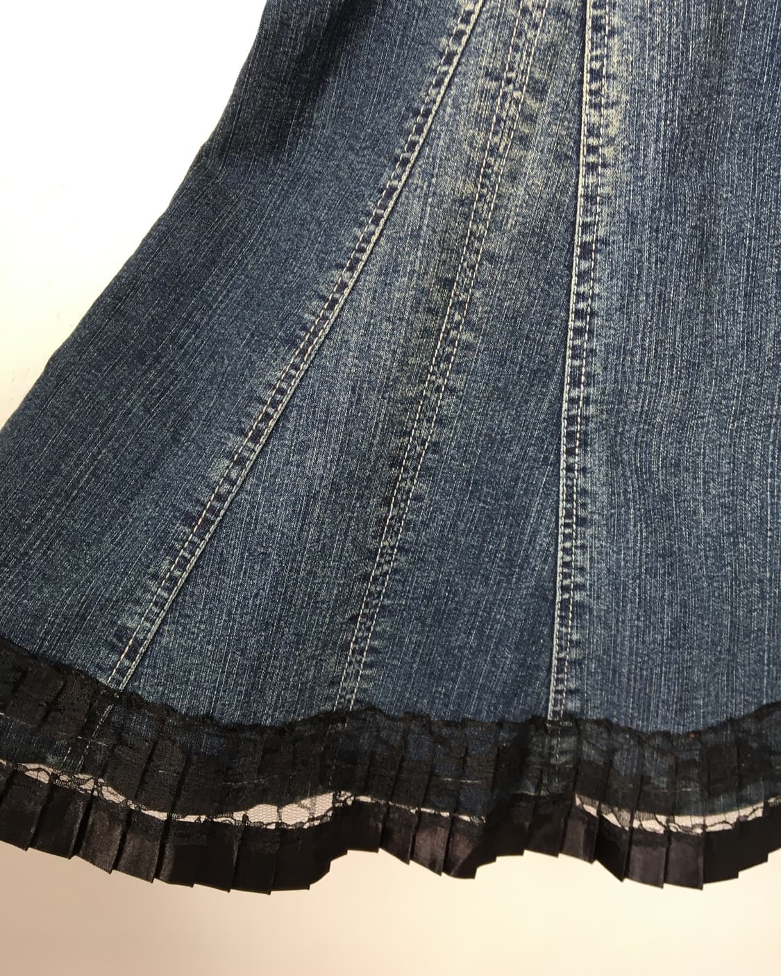 Lace trimming denim skirt 상품이미지4