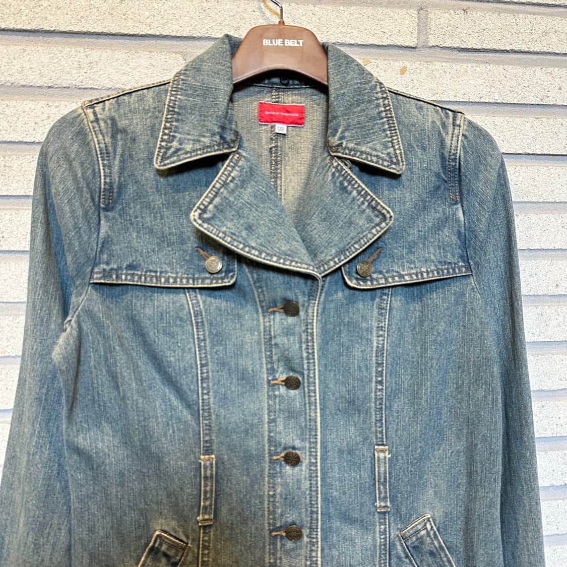 JPN VINTAGE 데님 하프 코트자켓 5버튼 라펠 디테일 라이트워싱 상품이미지3