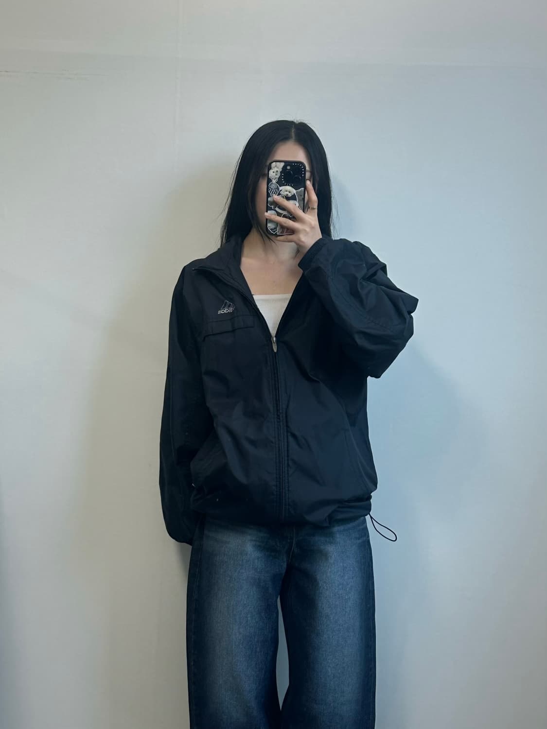 아디다스 00s 올드스쿨 백로고 네이비 바람막이 자켓 상품이미지1
