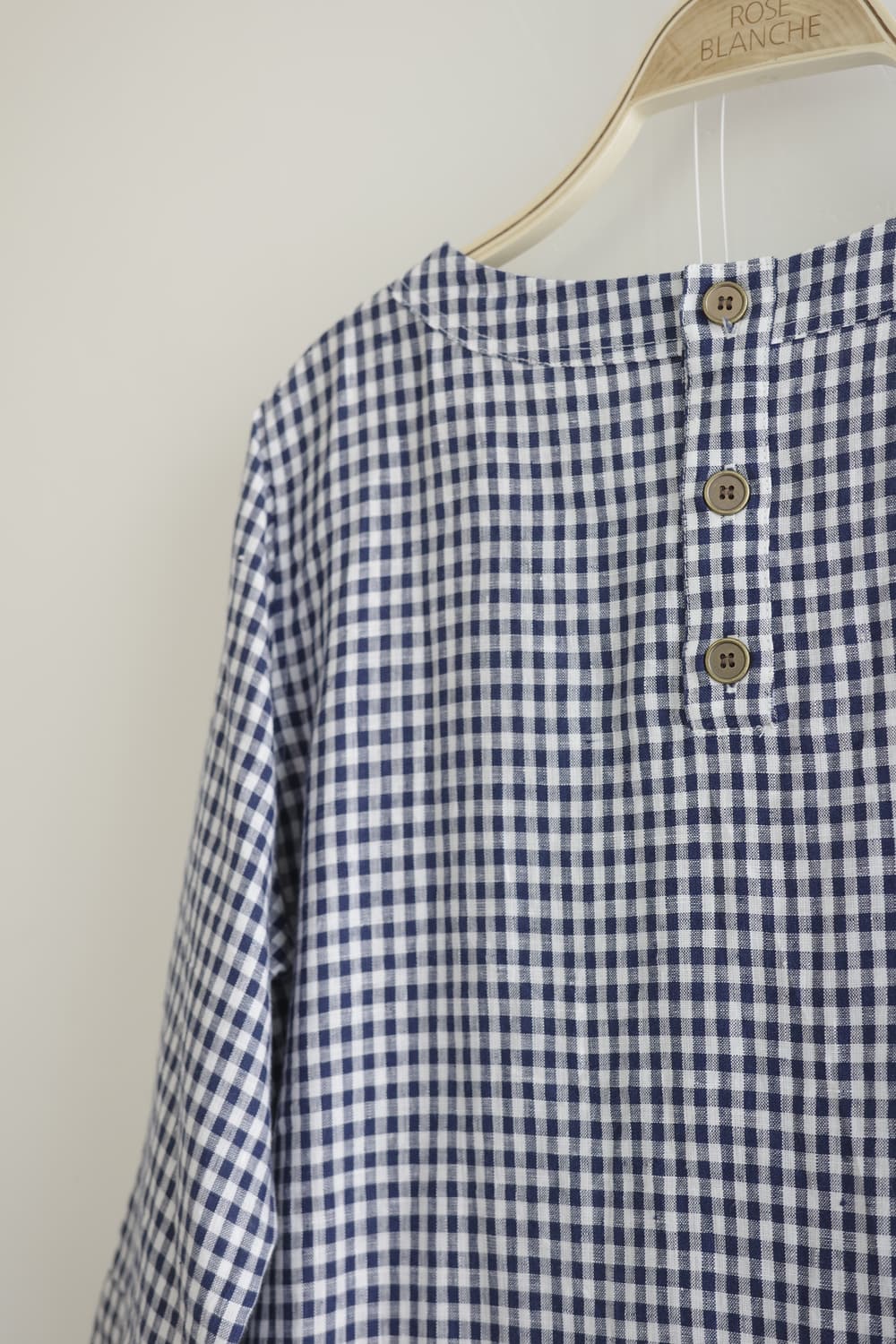 FRENCH LINEN 네이비 체크 원피스 상품이미지7