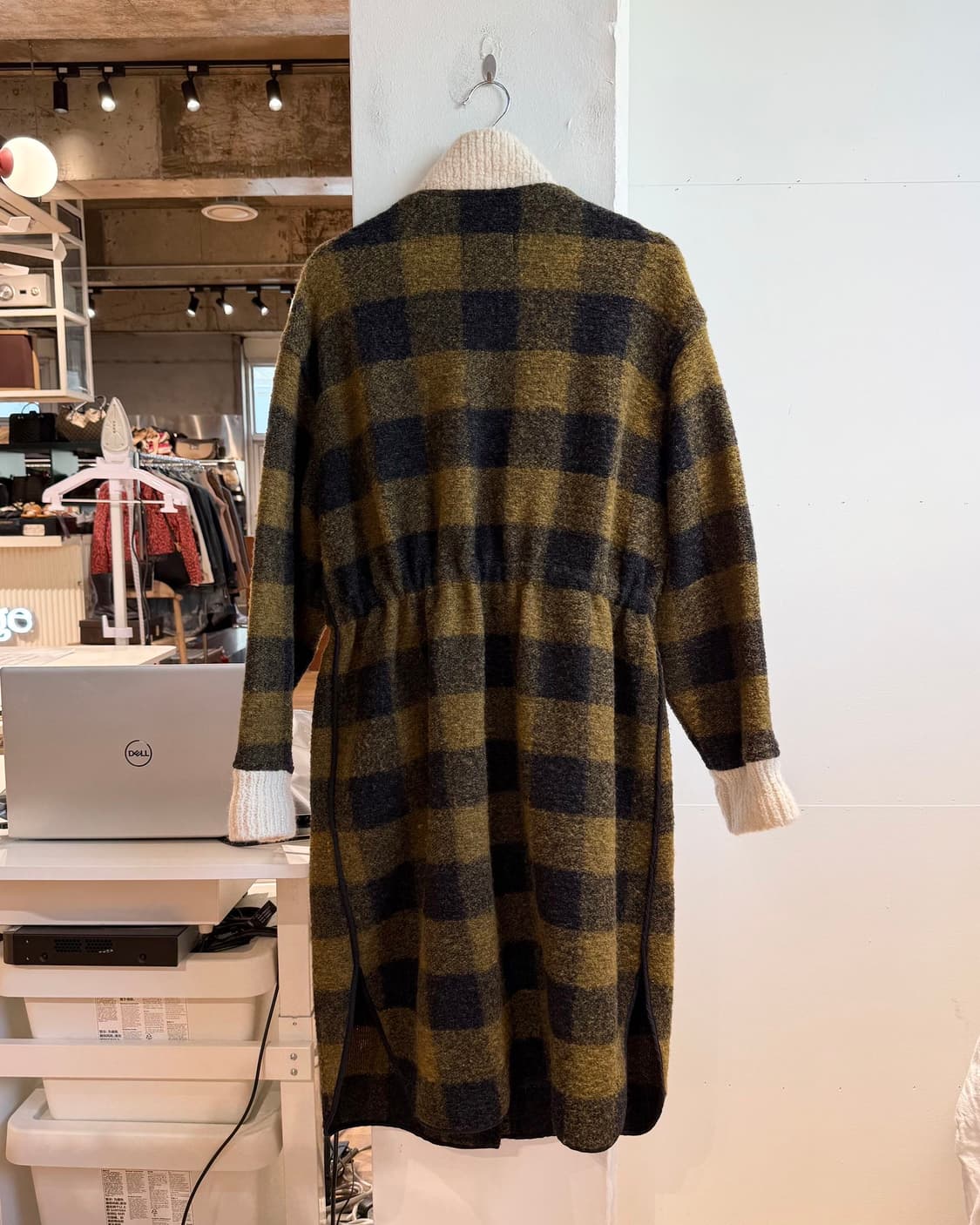 이자벨마랑 딥옐로우 체크패턴 울 롱 코트  상품이미지7