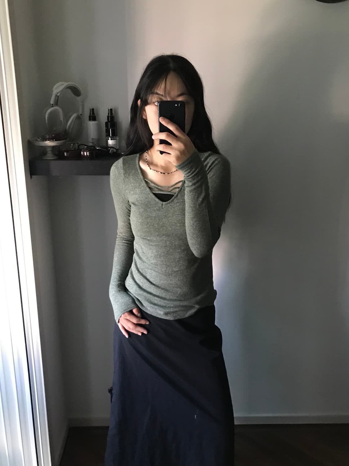 홀리스터 카키 브이넥 긴팔티 상품이미지2
