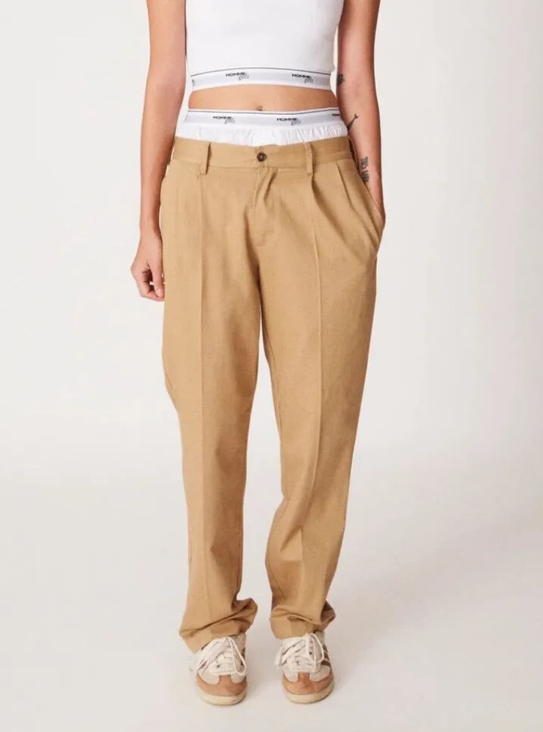 Homme girls 옴므걸즈 베이지 레이어드 슬랙스 상품이미지5